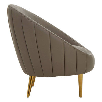 Orsina Lagero Brown Faux Leather Cocoon Chair with Gold Legs