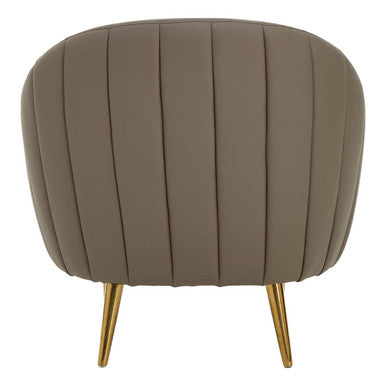 Orsina Lagero Brown Faux Leather Cocoon Chair with Gold Legs