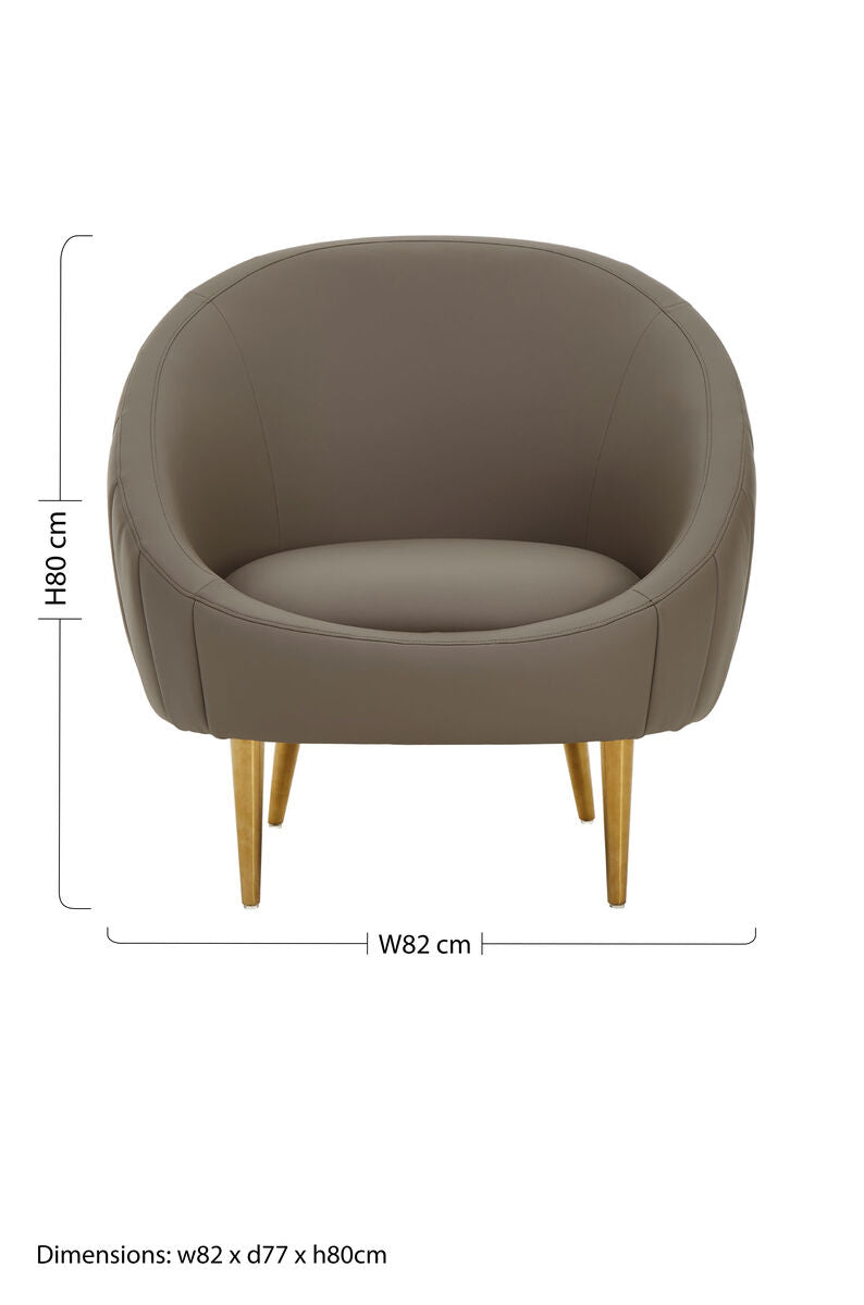 Orsina Lagero Brown Faux Leather Cocoon Chair with Gold Legs