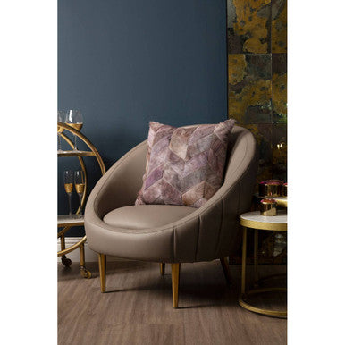 Orsina Lagero Brown Faux Leather Cocoon Chair with Gold Legs