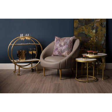 Orsina Lagero Brown Faux Leather Cocoon Chair with Gold Legs
