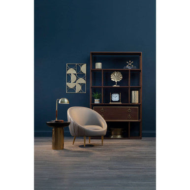 Orsina Lagero Brown Faux Leather Cocoon Chair with Gold Legs