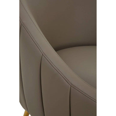 Orsina Lagero Brown Faux Leather Cocoon Chair with Gold Legs