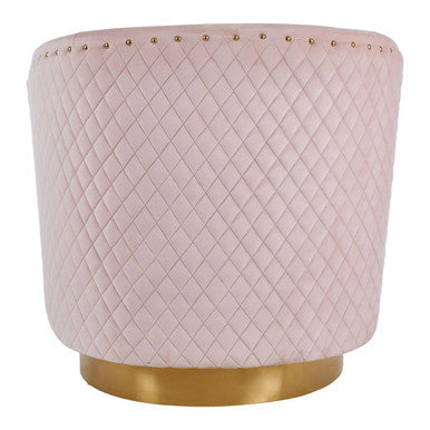 Orsina Pink Velvet Swivel Accent Chair with Gold Base and Quilting
