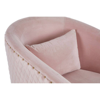 Orsina Pink Velvet Swivel Accent Chair with Gold Base and Quilting