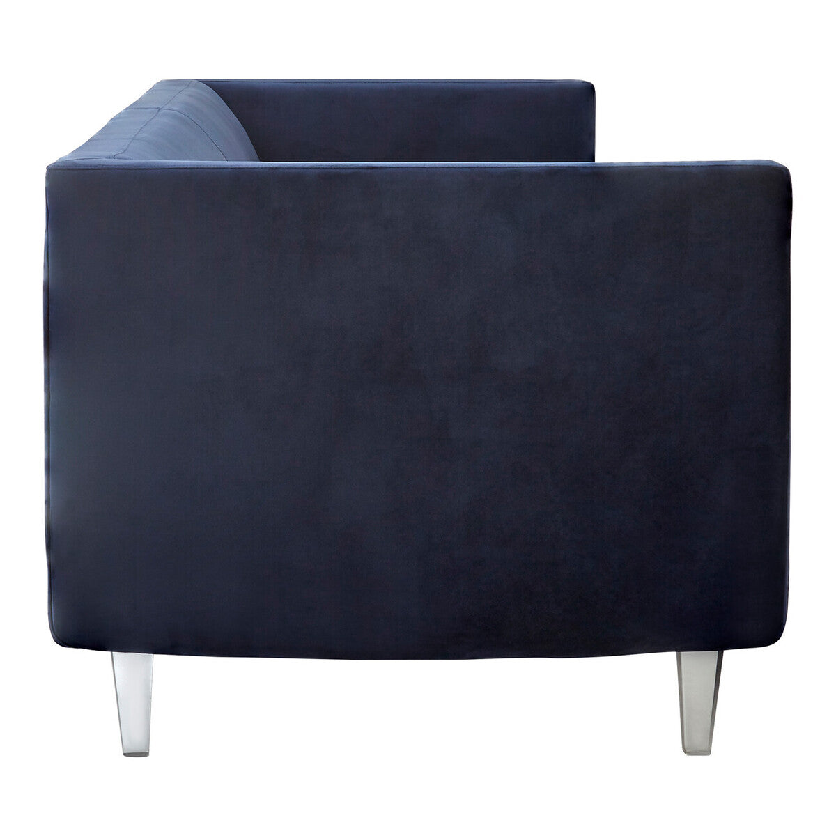 Orsina Pinner Dark Blue Fabric Sofa with Clear Acrylic Legs