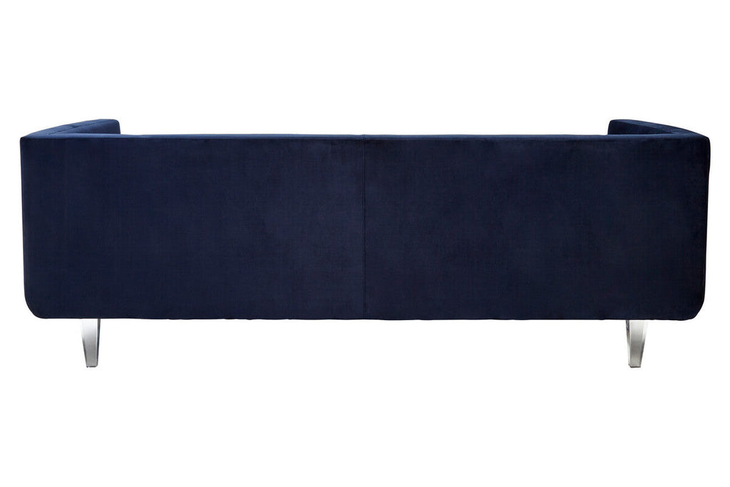 Orsina Pinner Dark Blue Fabric Sofa with Clear Acrylic Legs