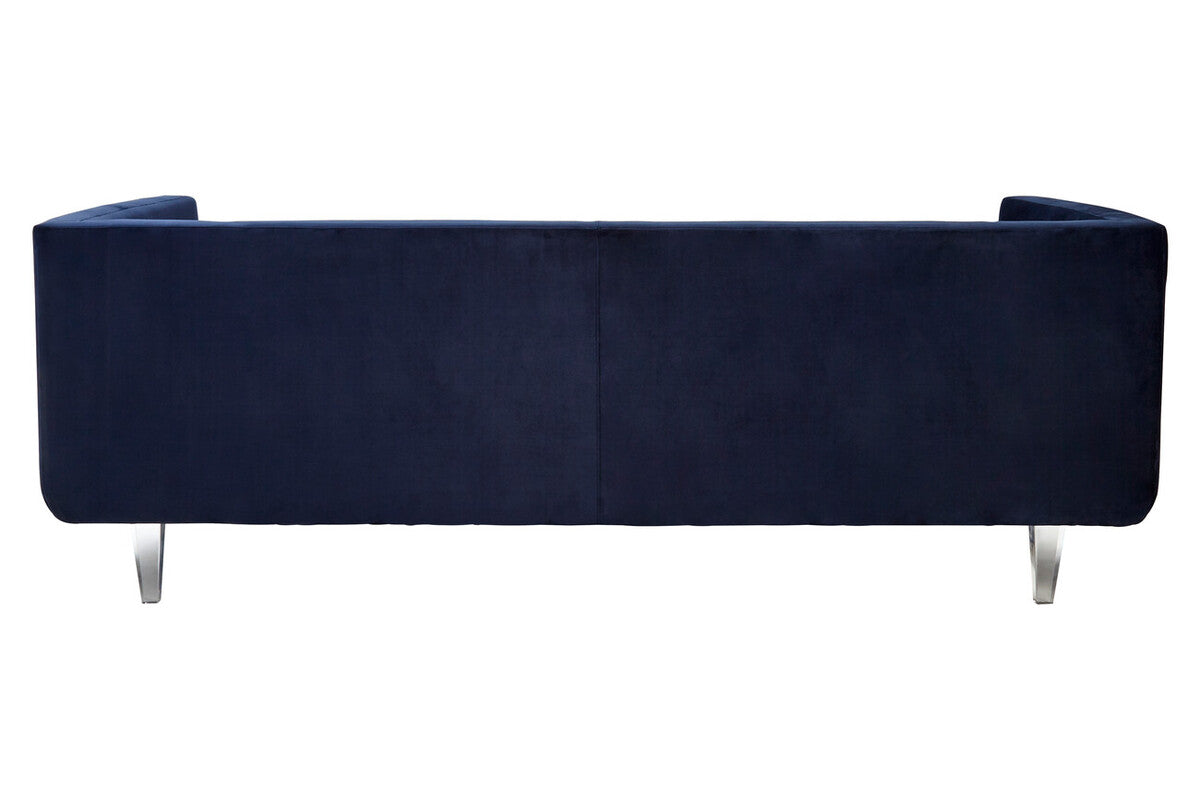 Orsina Pinner Dark Blue Fabric Sofa with Clear Acrylic Legs