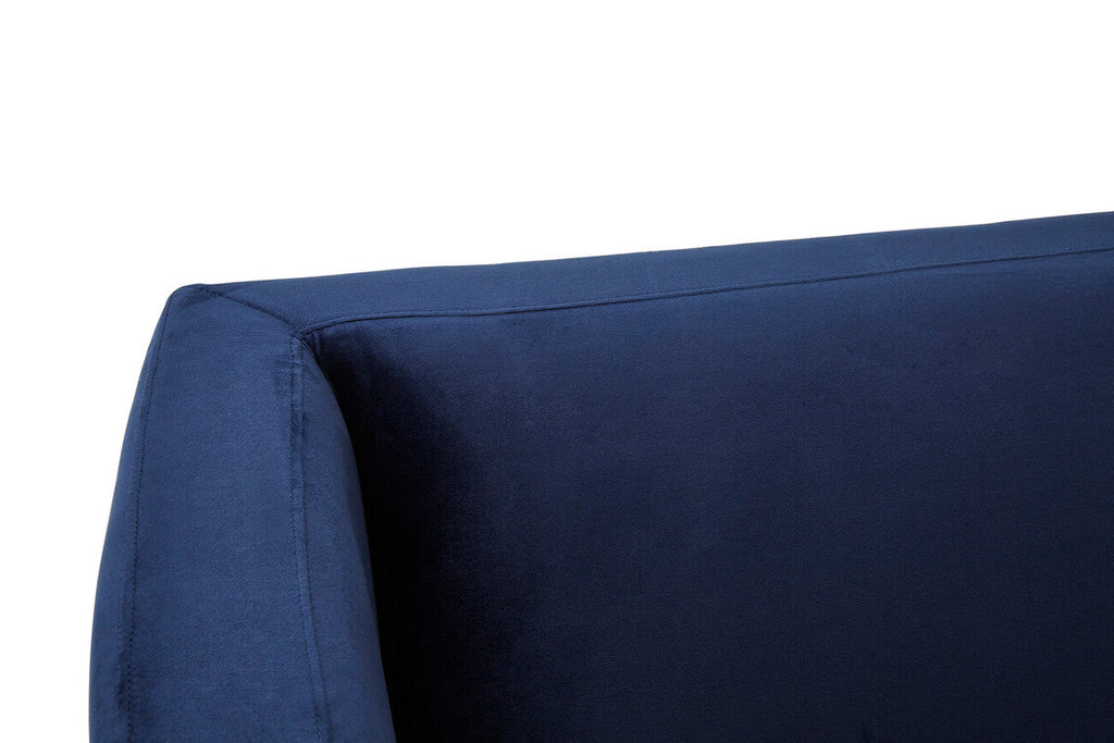 Orsina Pinner Dark Blue Fabric Sofa with Clear Acrylic Legs