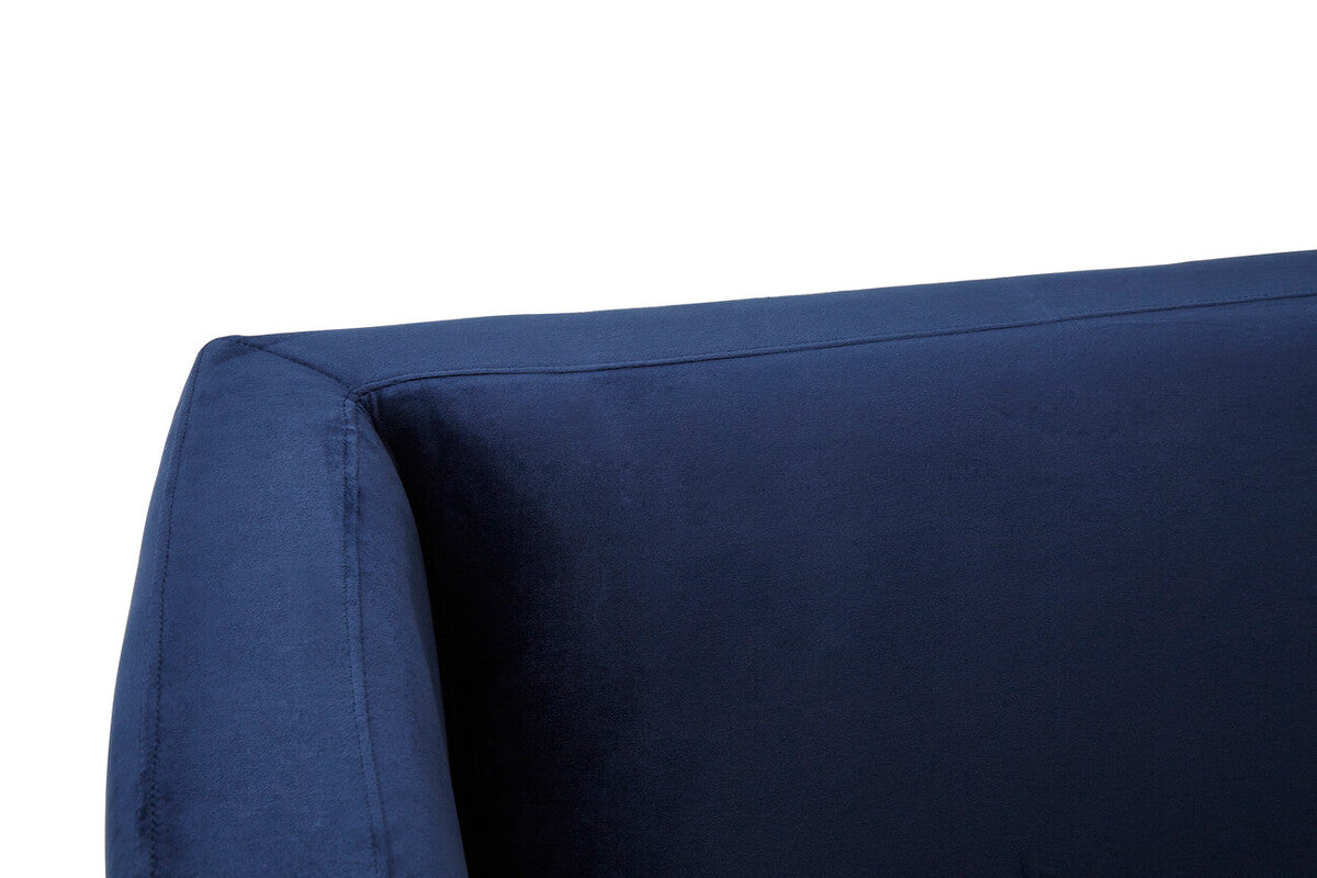 Orsina Pinner Dark Blue Fabric Sofa with Clear Acrylic Legs