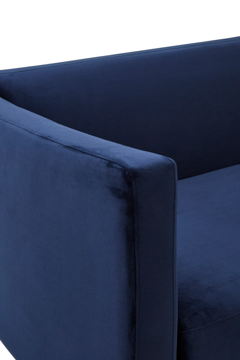 Orsina Pinner Dark Blue Fabric Sofa with Clear Acrylic Legs