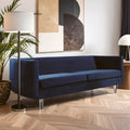 Orsina Pinner Dark Blue Fabric Sofa with Clear Acrylic Legs