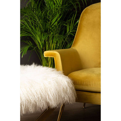 Orsina Anafi White Sheepskin Stool | Modern Gold Metal Vanity Perch