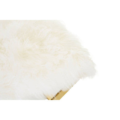 Orsina Anafi White Sheepskin Stool | Modern Gold Metal Vanity Perch