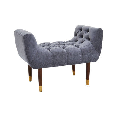 Orsina Shay Grey Chenille Stool – Modern Vanity Seating with Birchwood Legs