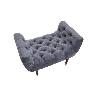 Orsina Shay Grey Chenille Stool – Modern Vanity Seating with Birchwood Legs
