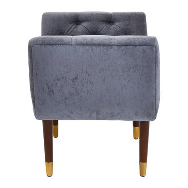 Orsina Shay Grey Chenille Stool – Modern Vanity Seating with Birchwood Legs