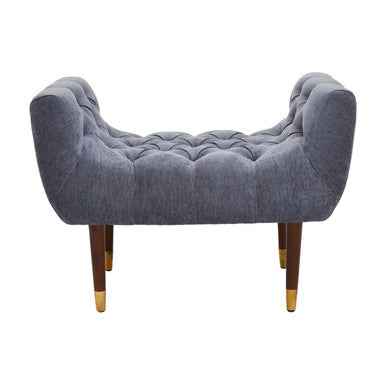 Orsina Shay Grey Chenille Stool – Modern Vanity Seating with Birchwood Legs