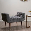 Orsina Shay Grey Chenille Stool – Modern Vanity Seating with Birchwood Legs