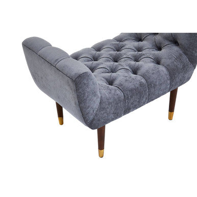 Orsina Shay Grey Chenille Stool – Modern Vanity Seating with Birchwood Legs