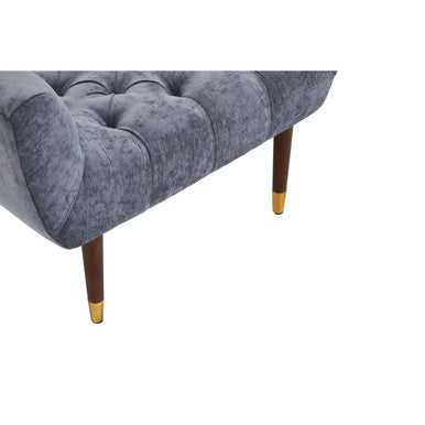 Orsina Shay Grey Chenille Stool – Modern Vanity Seating with Birchwood Legs