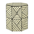 Orsina Hassa Geometric Resin Stool and Side Table | Ivory and Black