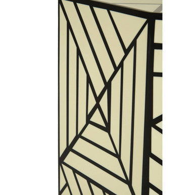 Orsina Hassa Geometric Resin Stool and Side Table | Ivory and Black