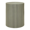 Orsina Hassa Striped Resin Side Table and Stool | Ivory and Black