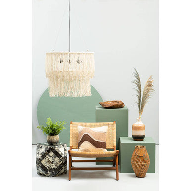 Orsina Hexagonal Side Table – Green and Cream Resin Mosaic Geometric