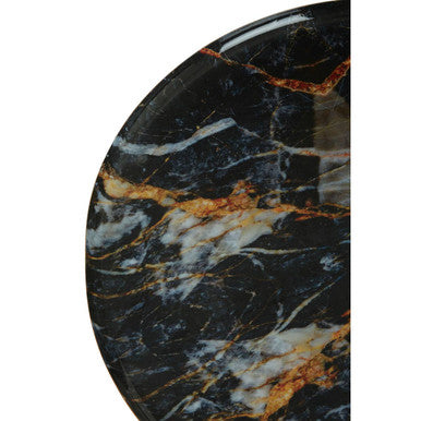 Orsina Marlox Round Faux Marble Side Table with Gold Iron Legs