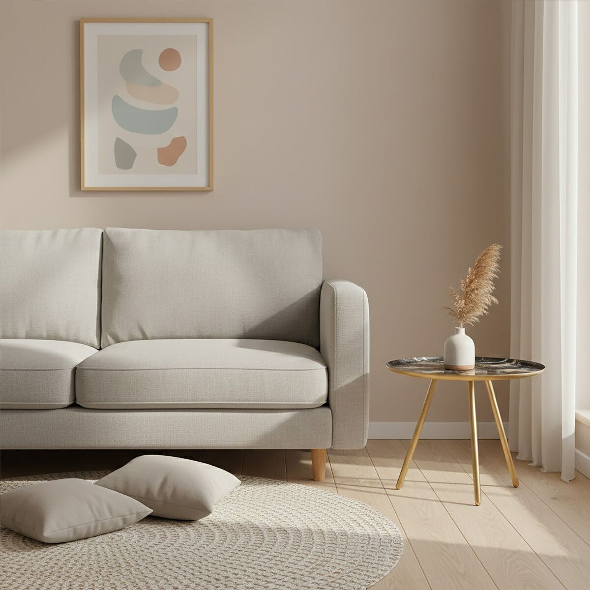 Orsina Marlox Round Faux Marble Side Table with Gold Iron Legs