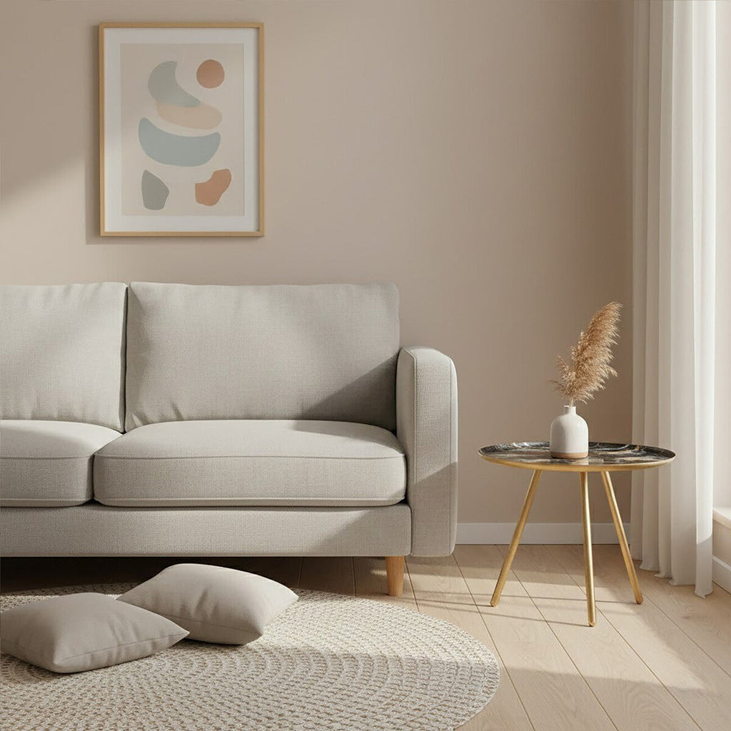 Orsina Marlox Round Faux Marble Side Table with Gold Iron Legs
