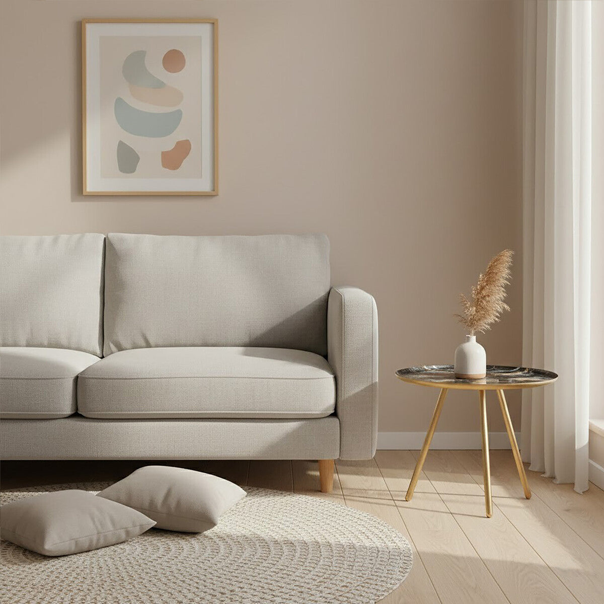 Orsina Marlox Round Faux Marble Side Table with Gold Iron Legs