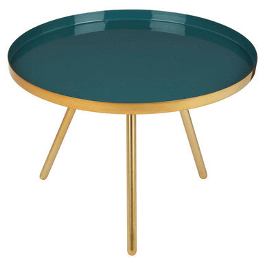 Orsina Enox Large Coffee Table – Green Enamel and Gold Iron Base