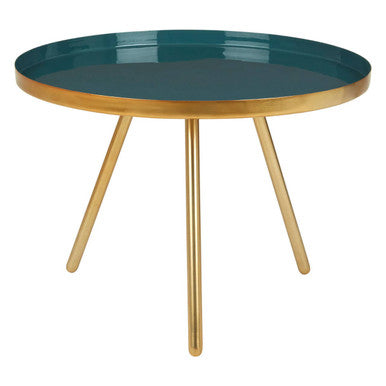 Orsina Enox Large Coffee Table – Green Enamel and Gold Iron Base