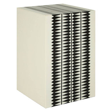 Orsina Issey Resin Side Table and Stool – Black and White Geometric