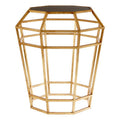 Orsina Zariah Geometric Accent Table | Black Glass & Gold Base