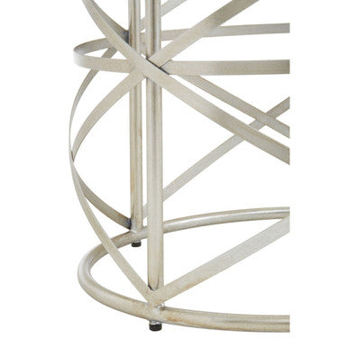 Orsina Rubia Side Table – Silver Distressed Iron & Tempered Glass