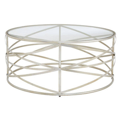 Orsina Rubia Silver Distressed Iron and Glass Coffee Table