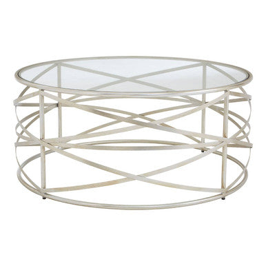 Orsina Rubia Silver Distressed Iron and Glass Coffee Table