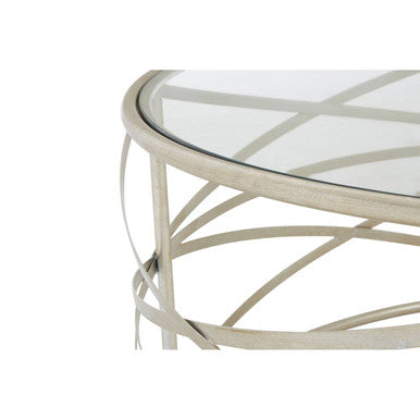 Orsina Rubia Silver Distressed Iron and Glass Coffee Table