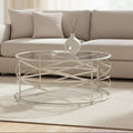 Orsina Rubia Silver Distressed Iron and Glass Coffee Table