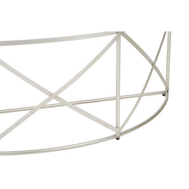 Orsina Rubia Silver Leaf Demilune Console Table with Glass Top