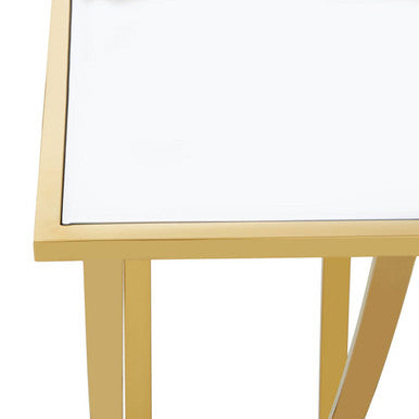 Orsina Reena Gold Console Table | Mirrored Top Stainless Steel Frame