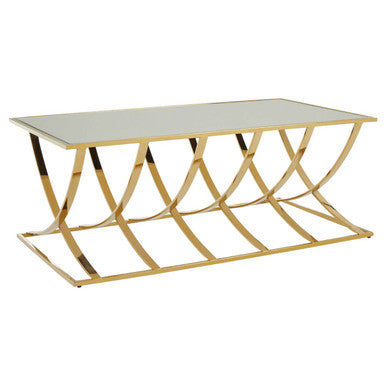 Orsina Reena Coffee Table – Mirrored Glass Top & Gold Stainless Steel