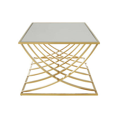Orsina Reena Coffee Table – Mirrored Glass Top & Gold Stainless Steel