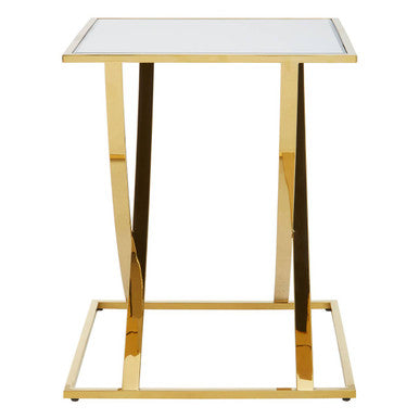 Orsina Reena Gold Stainless Steel Side Table with Mirrored Glass Top