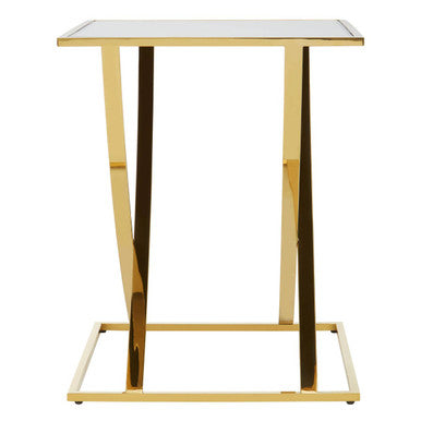 Orsina Reena Gold Stainless Steel Side Table with Mirrored Glass Top