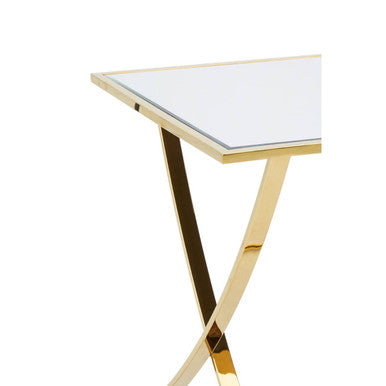 Orsina Reena Gold Stainless Steel Side Table with Mirrored Glass Top