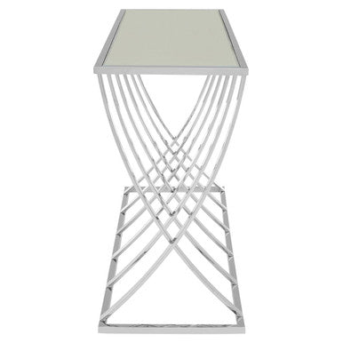 Orsina Reena Silver Mirrored Console Table | Chrome Stainless Steel